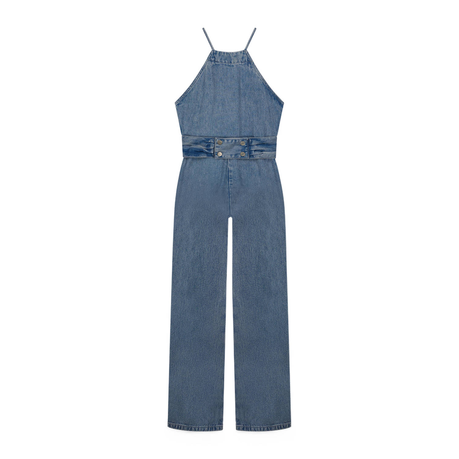 Homage Flowy Denim Jumpsuit met Afneembare Riem Blue Dames