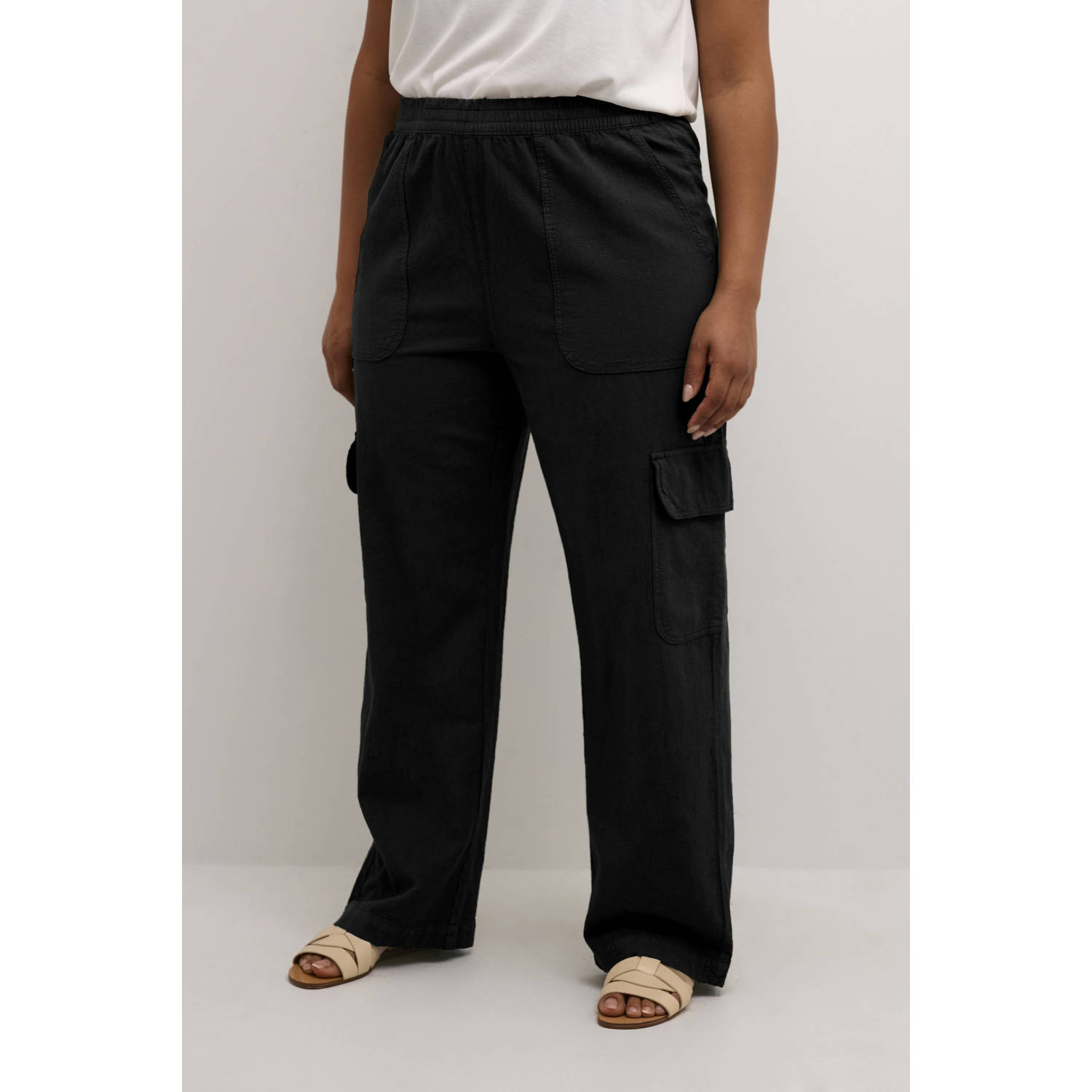 Kaffe Curve regular fit cargobroek KCnana zwart