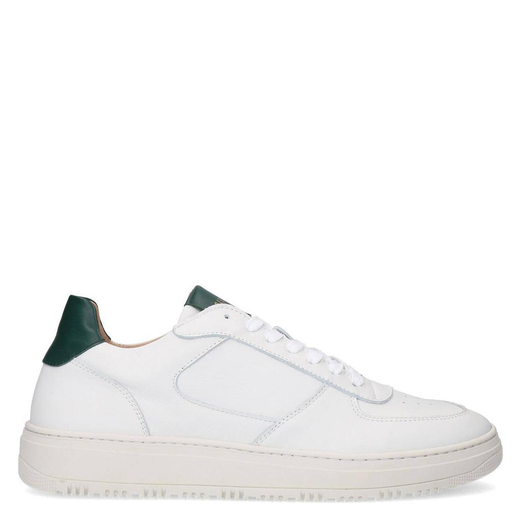 Wit en blauwe heren Manfield leren sneakers met veters