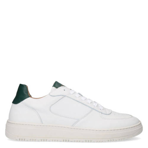 Manfield leren sneakers wit/blauw afbeelding