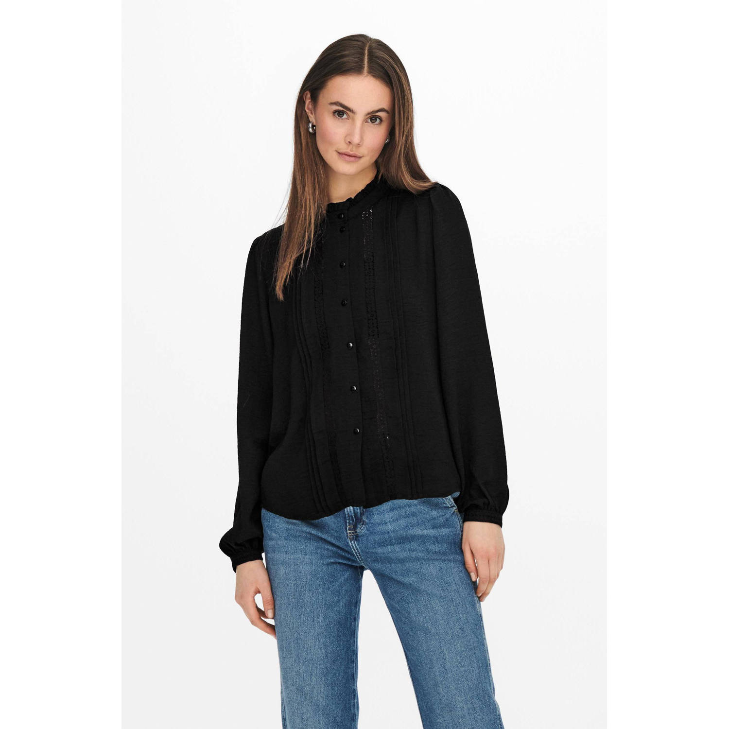 JDY blouse met kant zwart