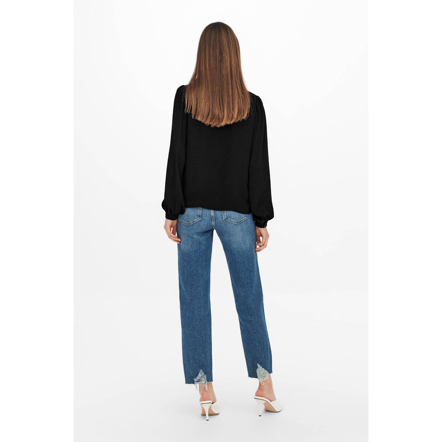 JDY blouse met kant zwart