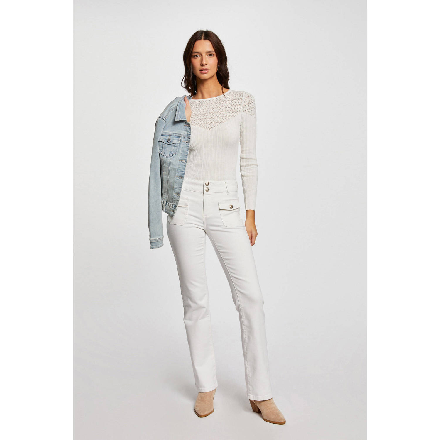 Morgan straight leg jeans ecru