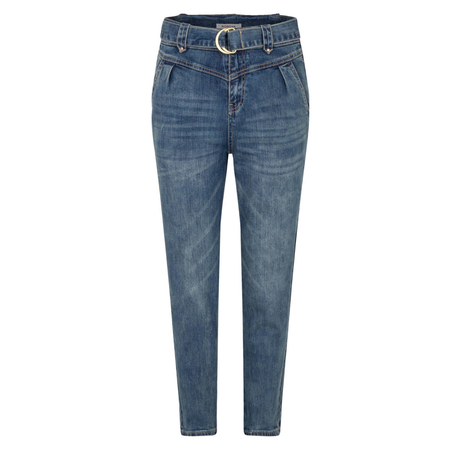 Morgan cropped high waist cropped jeans stonewashed blue