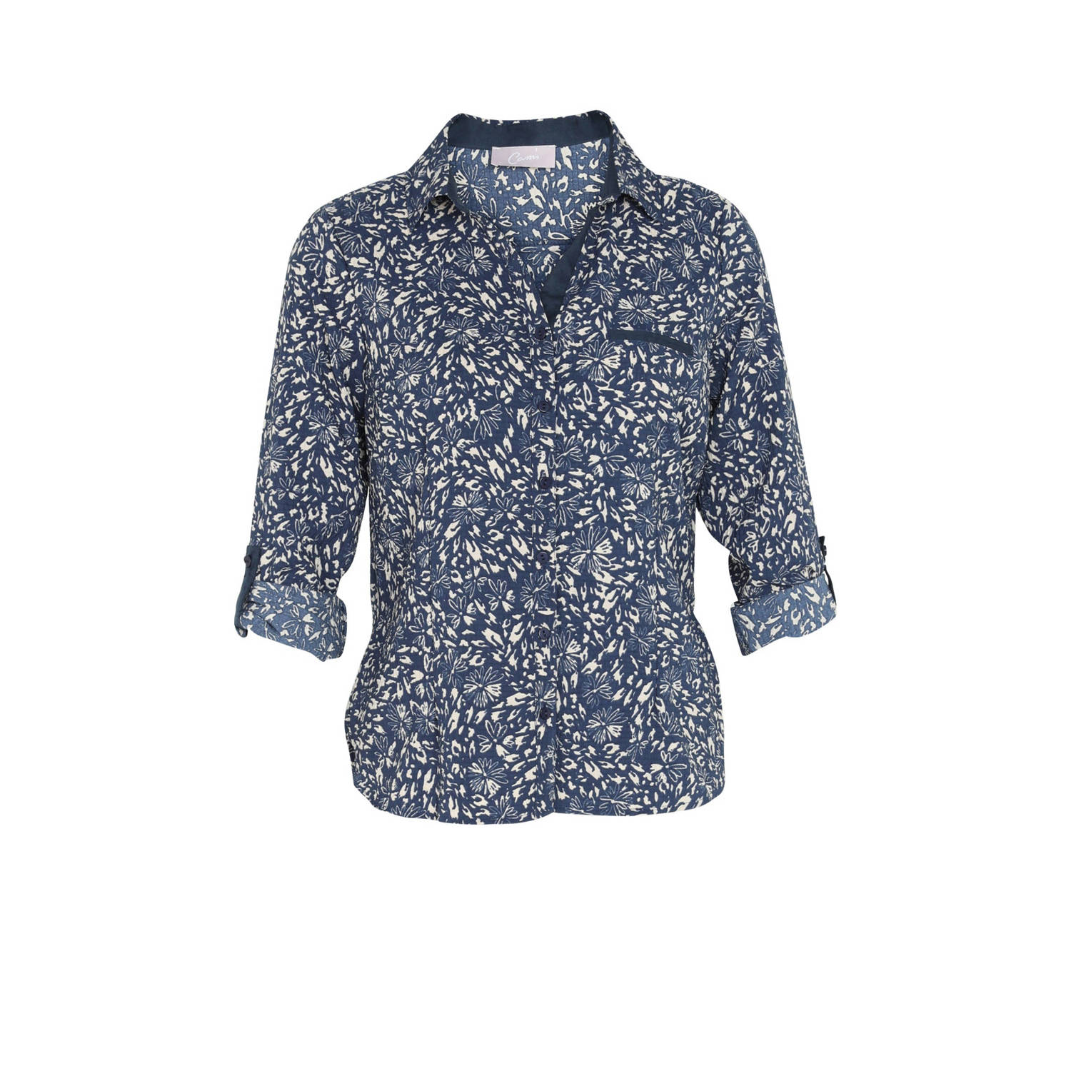 Cassis blouse met all over print petrol