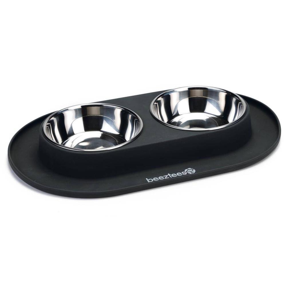Beeztees siliconen/ RVS honden dinerset (40x24) antra