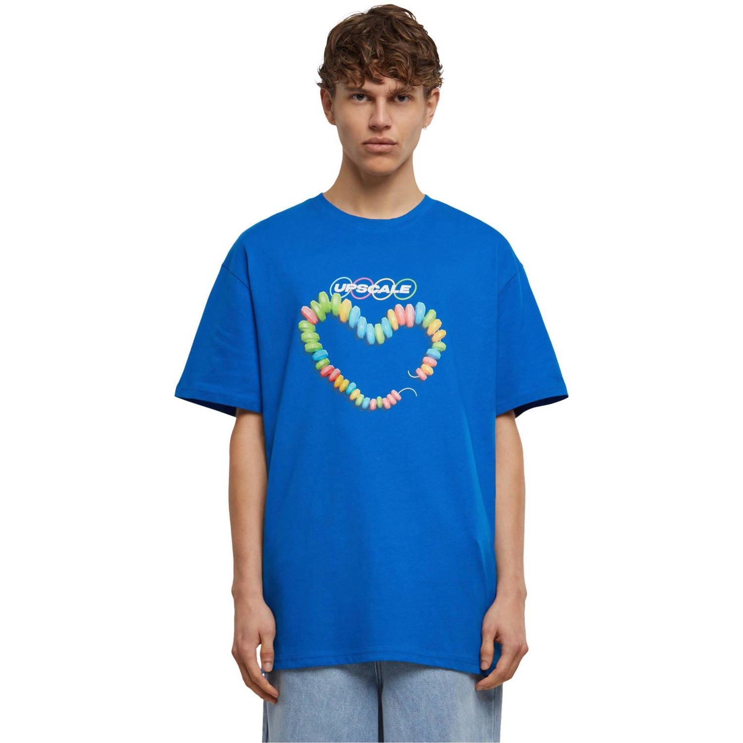 Mister Tee T-shirt met backprint cobalt blue