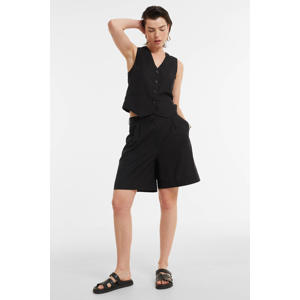 bermuda short met linnen zwart