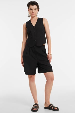 bermuda short met linnen zwart