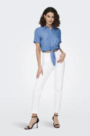 thumbnail: Witte dames ONLY straight leg jeans van denim met regular waist, rits- en knoopsluiting en effen