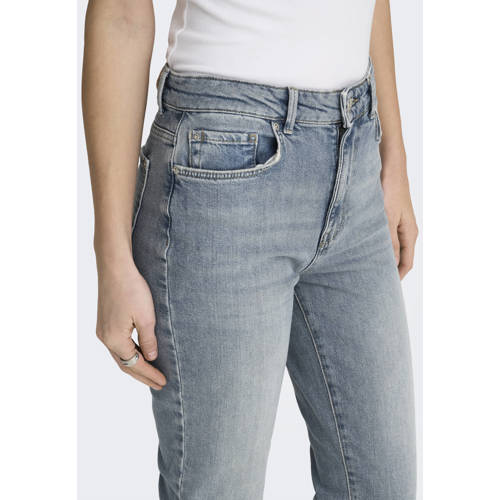 ONLY cropped high waist straight leg jeans ONLEMILY medium blue denim afbeelding