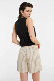 thumbnail: Ruby linnen skort met krijtstreep print beige