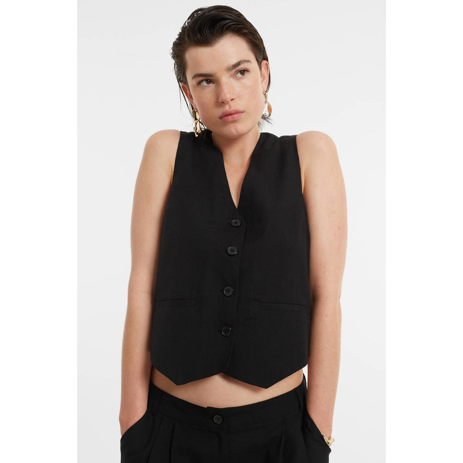 Ruby linnen gilet zwart