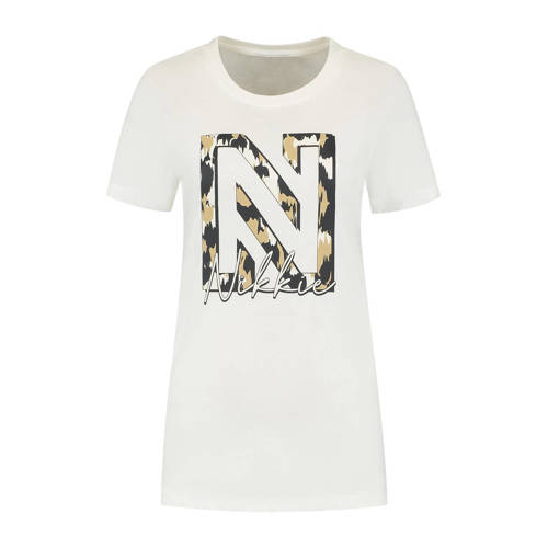 NIKKIE T-shirt met logo wit