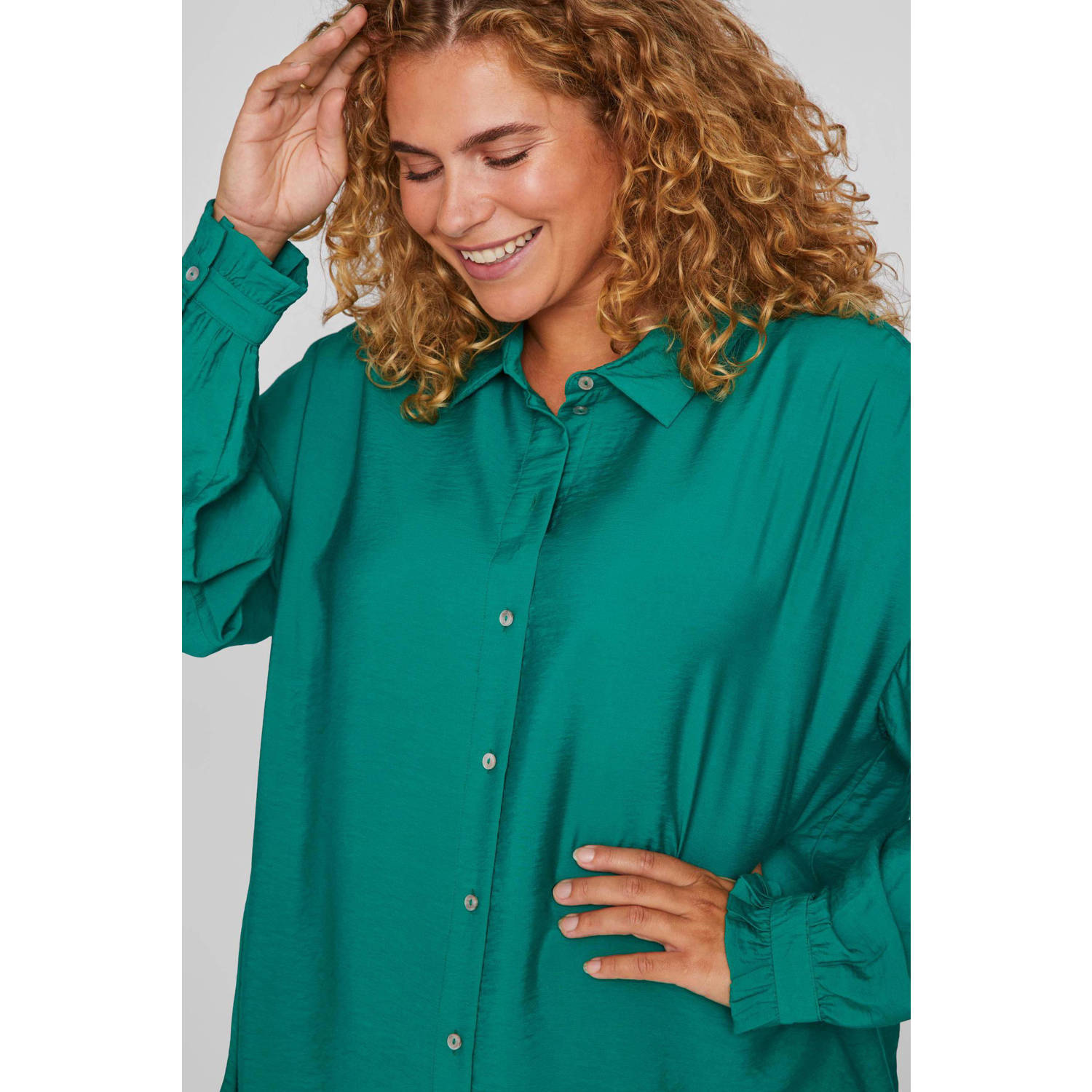 EVOKED VILA blouse VIMANDY met ruches groen