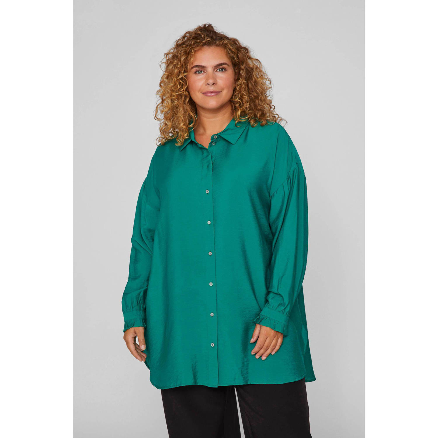 EVOKED VILA blouse VIMANDY met ruches groen