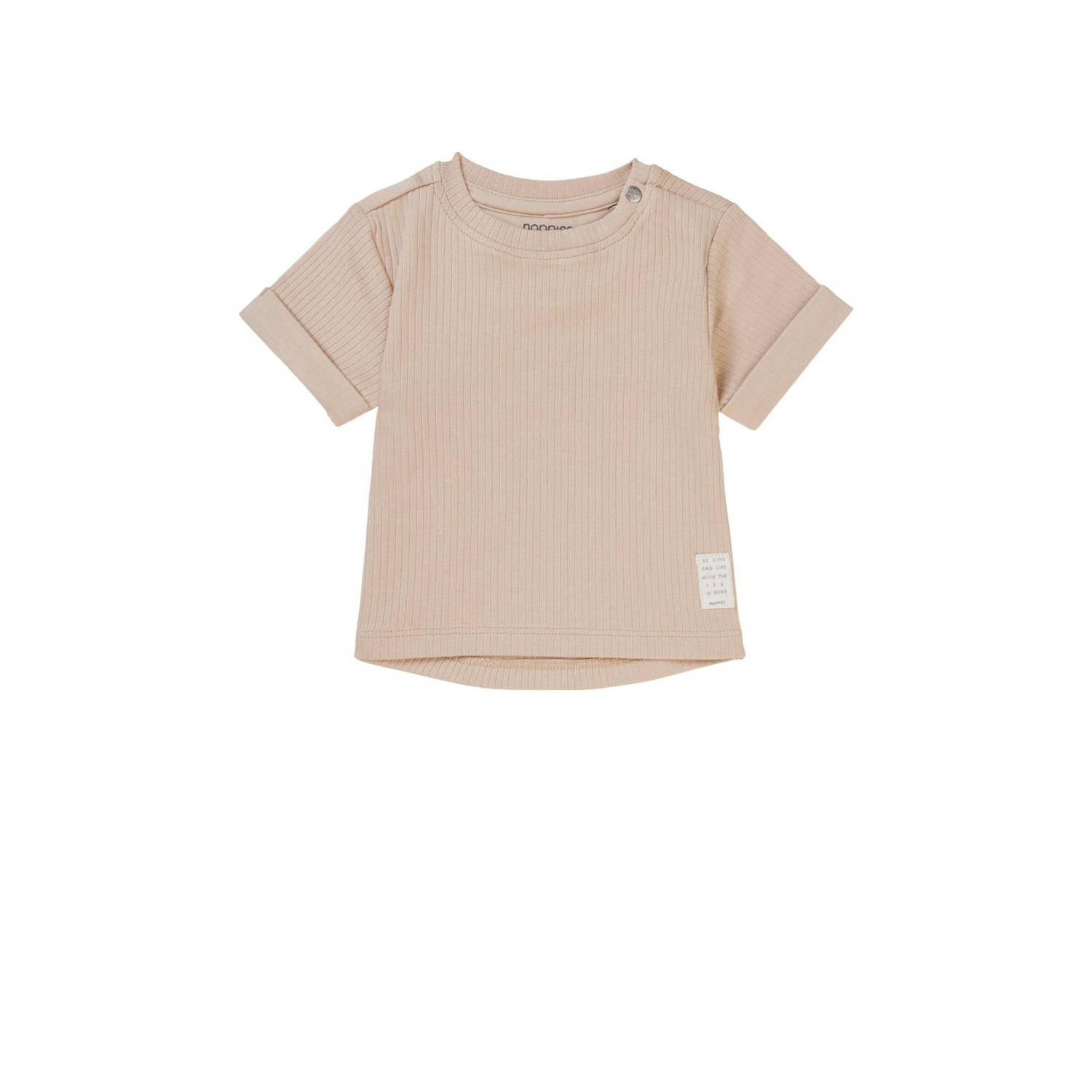Noppies baby T-shirt beige Jongens Biologisch katoen Ronde hals Effen 50