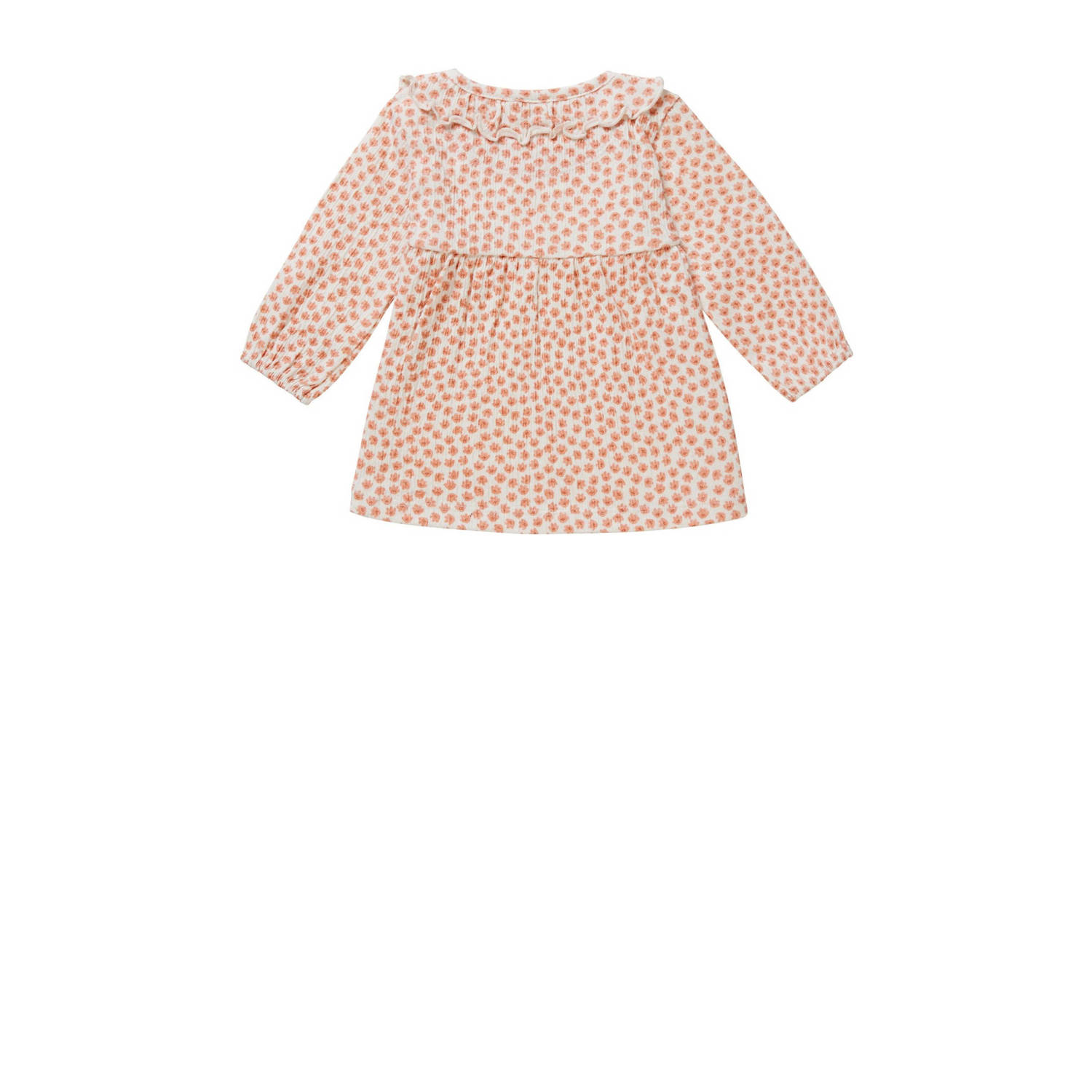 Noppies baby jurk met all over print en ruches roze wit