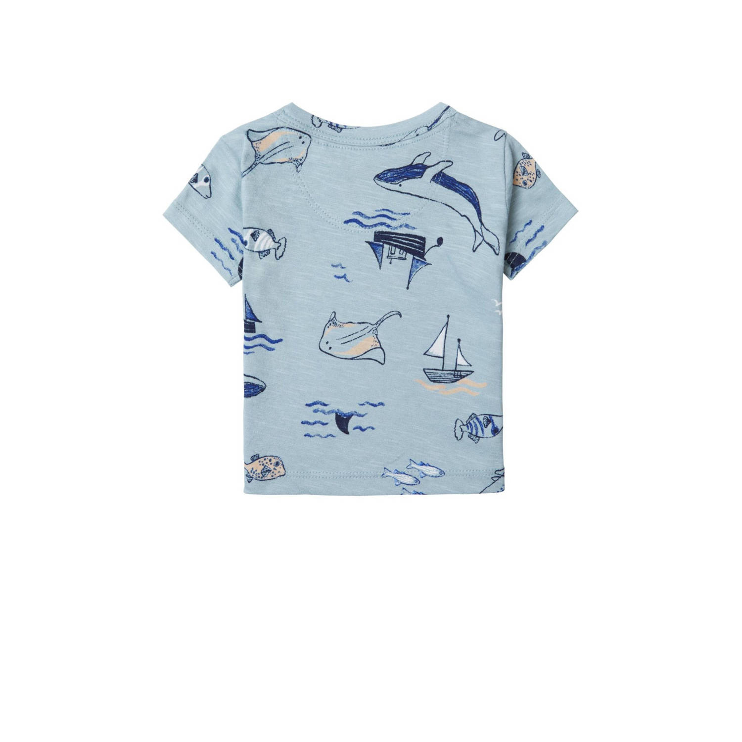 Noppies baby T-shirt met all over print blauw