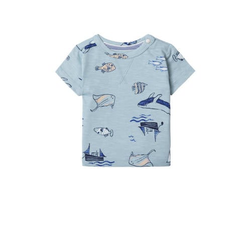 Noppies baby T-shirt met all over print blauw