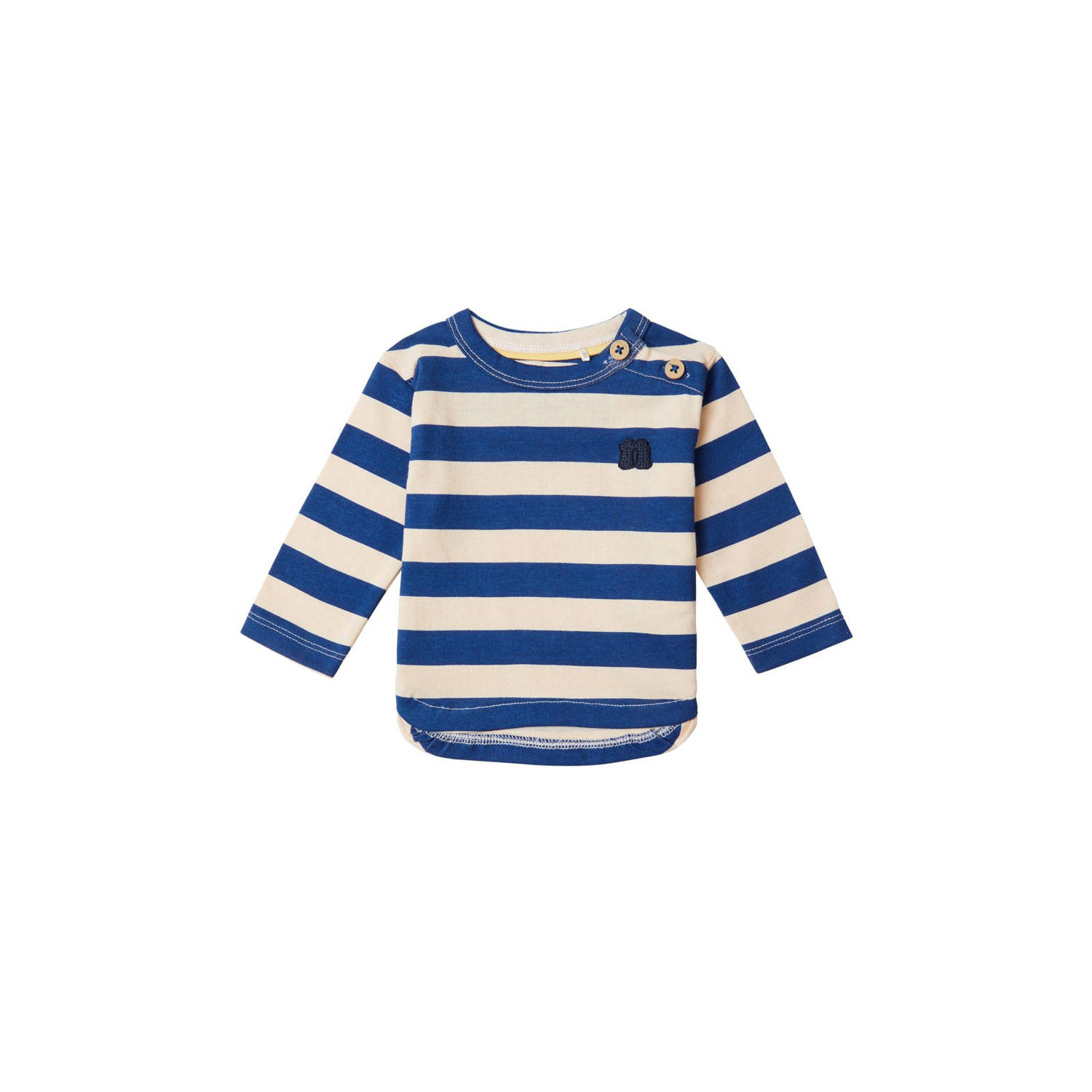 Noppies baby gestreepte longsleeve blauw wit Jongens Gerecycled katoen Ronde hals 50