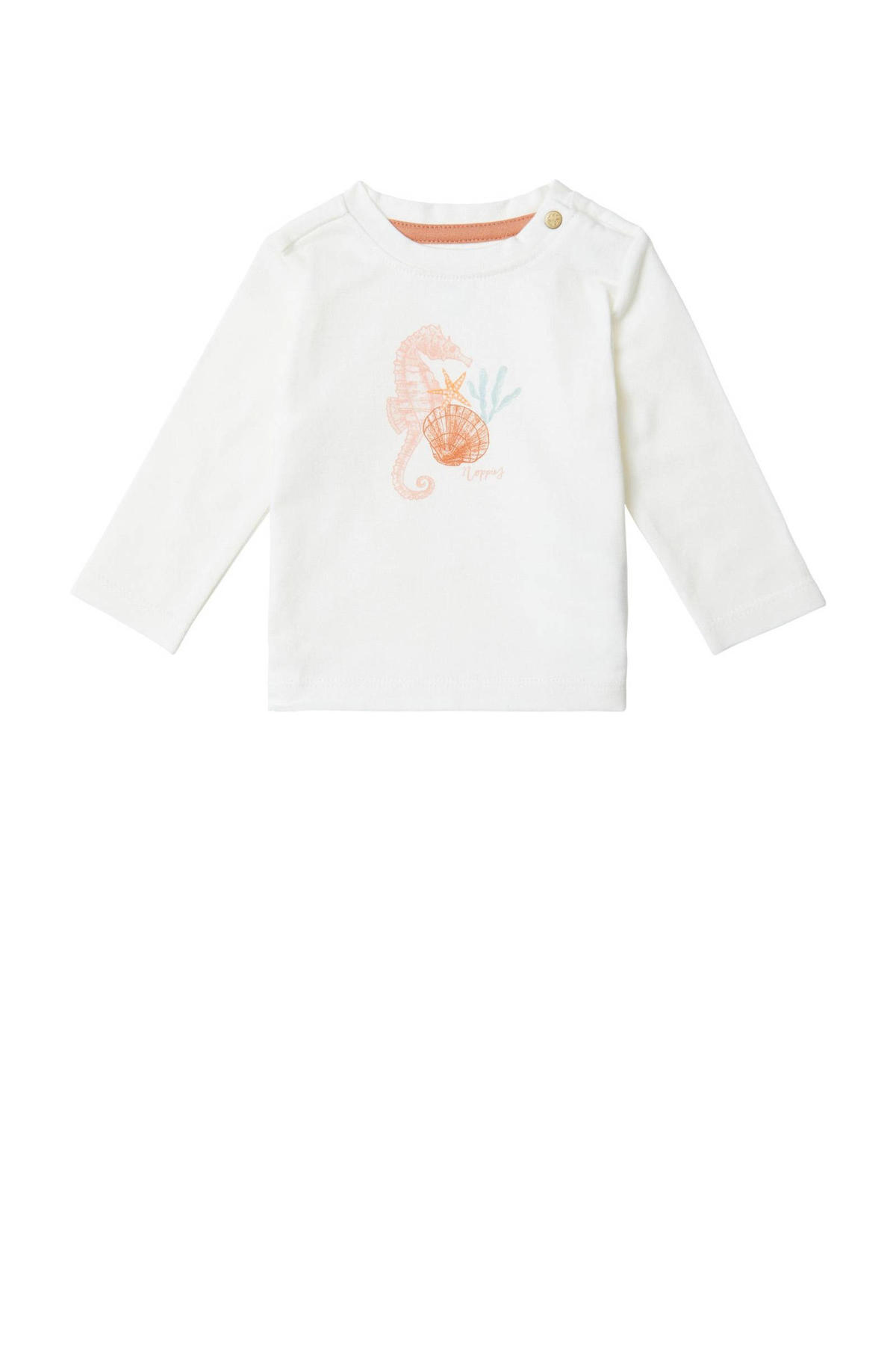 Noppies Huambo T-Shirt A Manica Lunga Per Bambino | Blu Latte Con Lettere, 100% Cotone, Taglia 62, Vestibilità Regolare