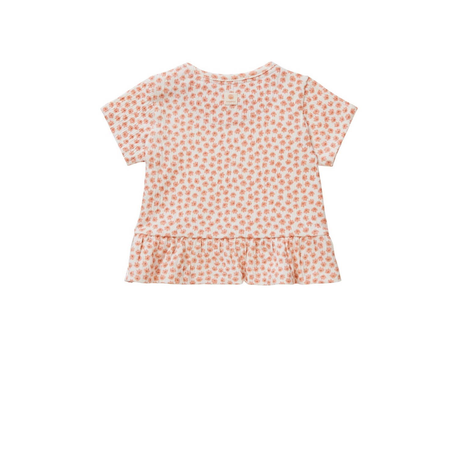 Noppies baby T-shirt met all over print en ruches oranje