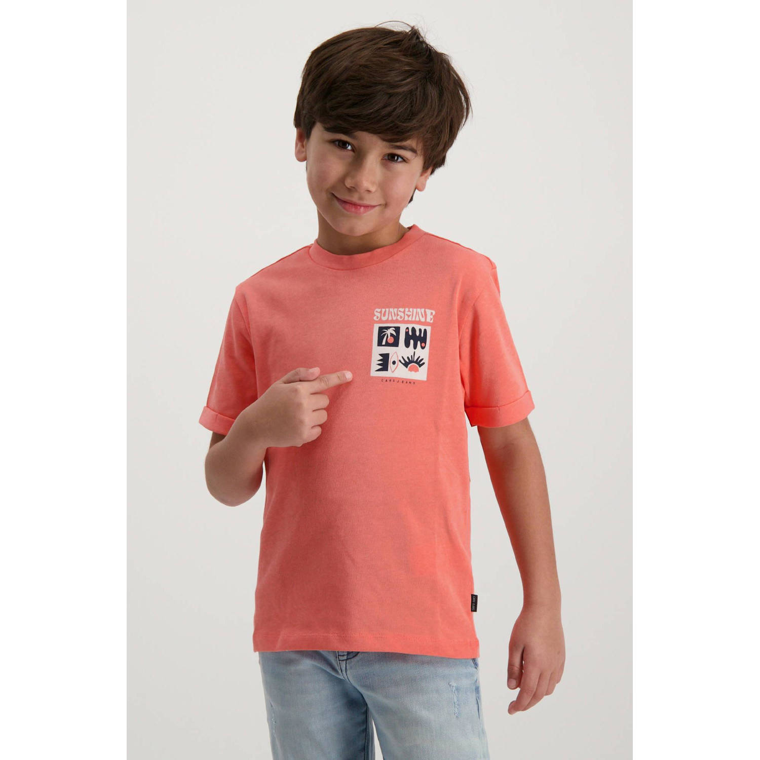 Cars T-shirt RADHEM met backprint licht koraalroze