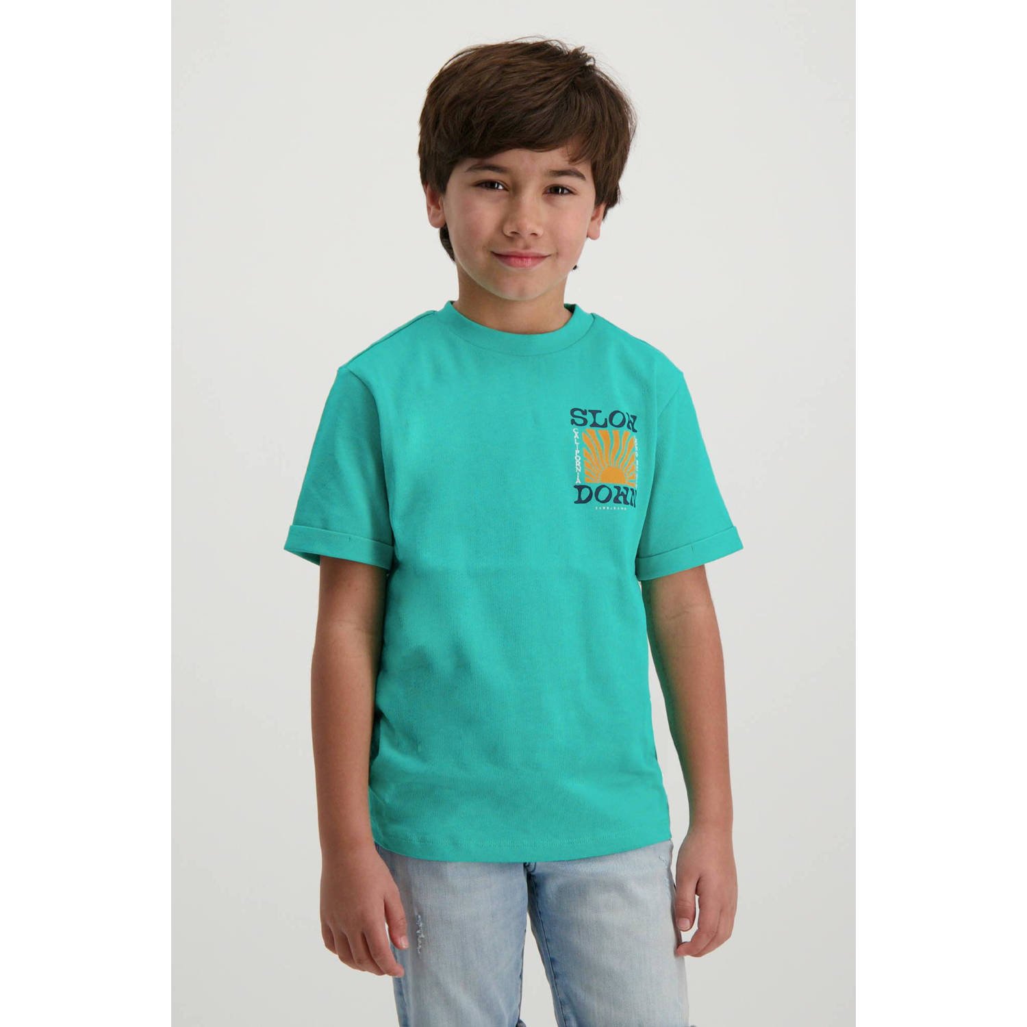 Cars T-shirt RADHEM met backprint fel mintgroen Jongens Katoen Ronde hals 116