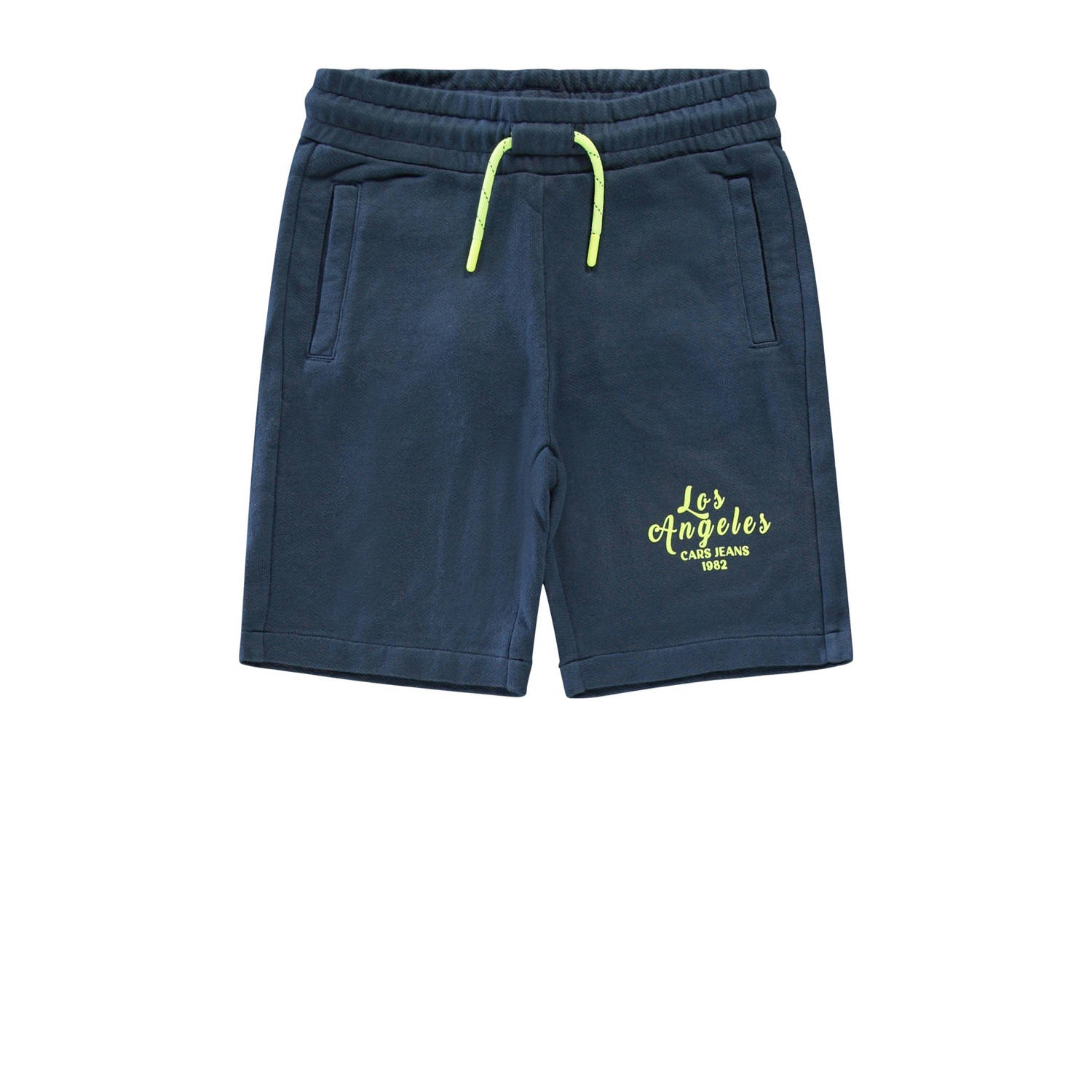 Cars sweatshort GRUSS navy neon geel Korte broek Blauw Effen 116