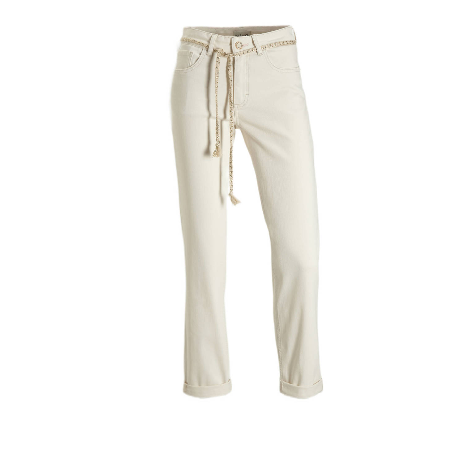 Parami Kleur Denim Cropped Broek Beige Dames