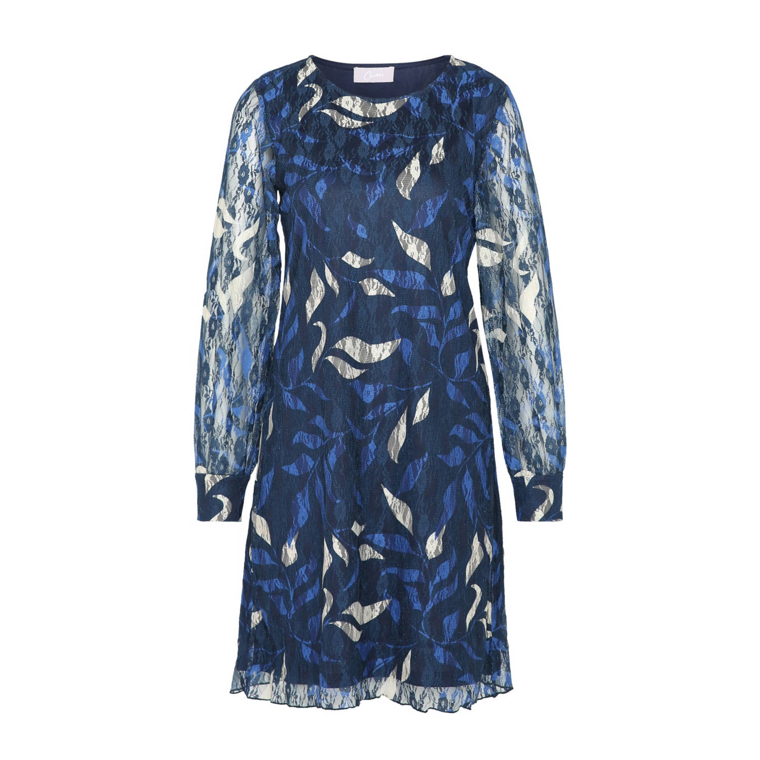 Cassis semi-transparante jurk met all over print blauw