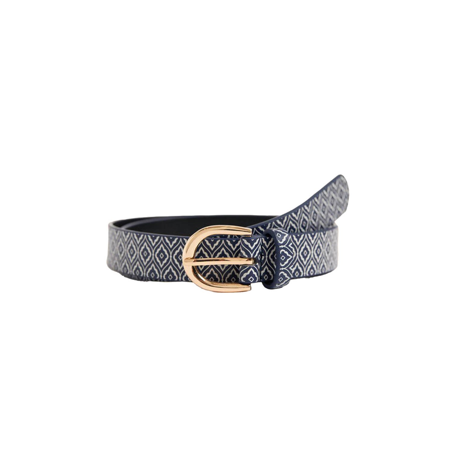 WE Fashion riem set van 2 blauw beige Multi Meisjes Imitatieleer All over print 55 cm