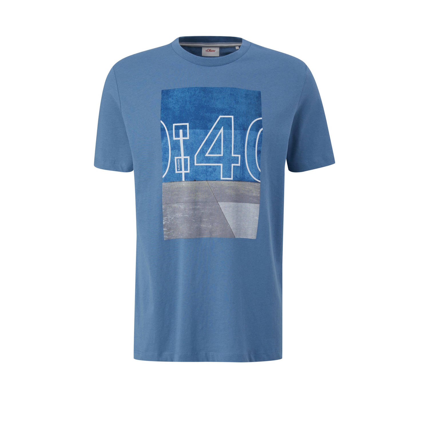 S.Oliver regular fit T-shirt met printopdruk lichtblauw