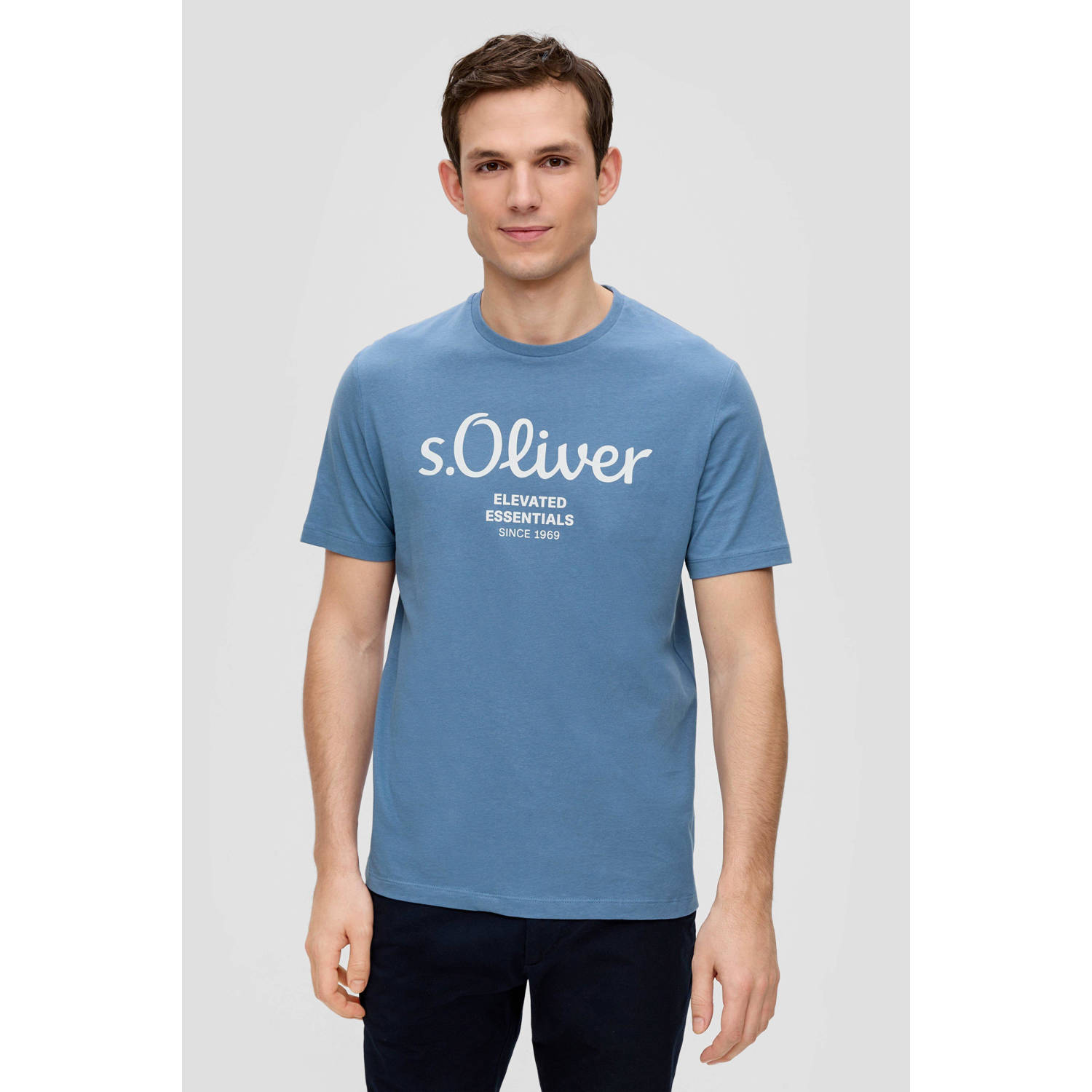 s.Oliver regular fit T-shirt met printopdruk lichtblauw