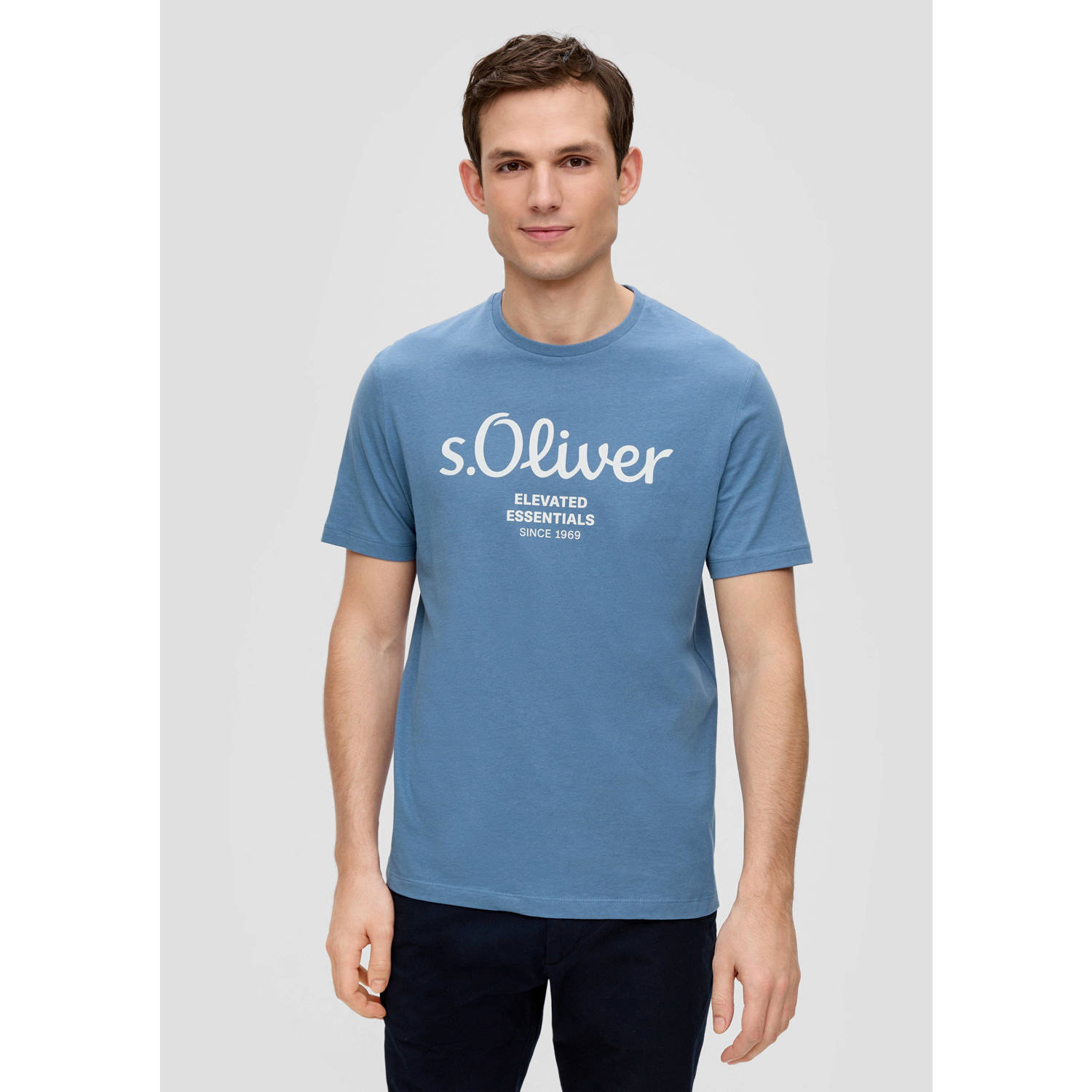 s.Oliver regular fit T-shirt met printopdruk lichtblauw