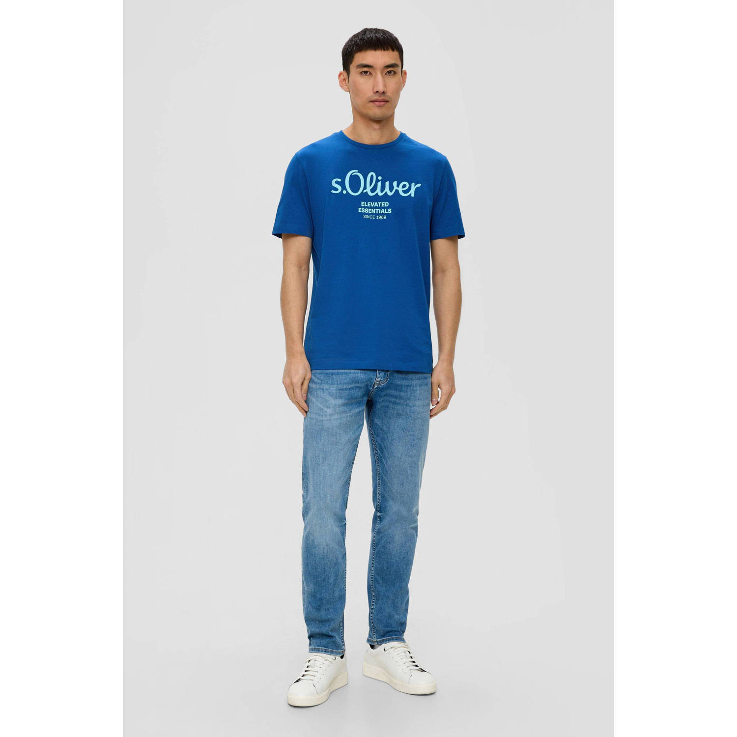 s.Oliver regular fit T-shirt met printopdruk blauw