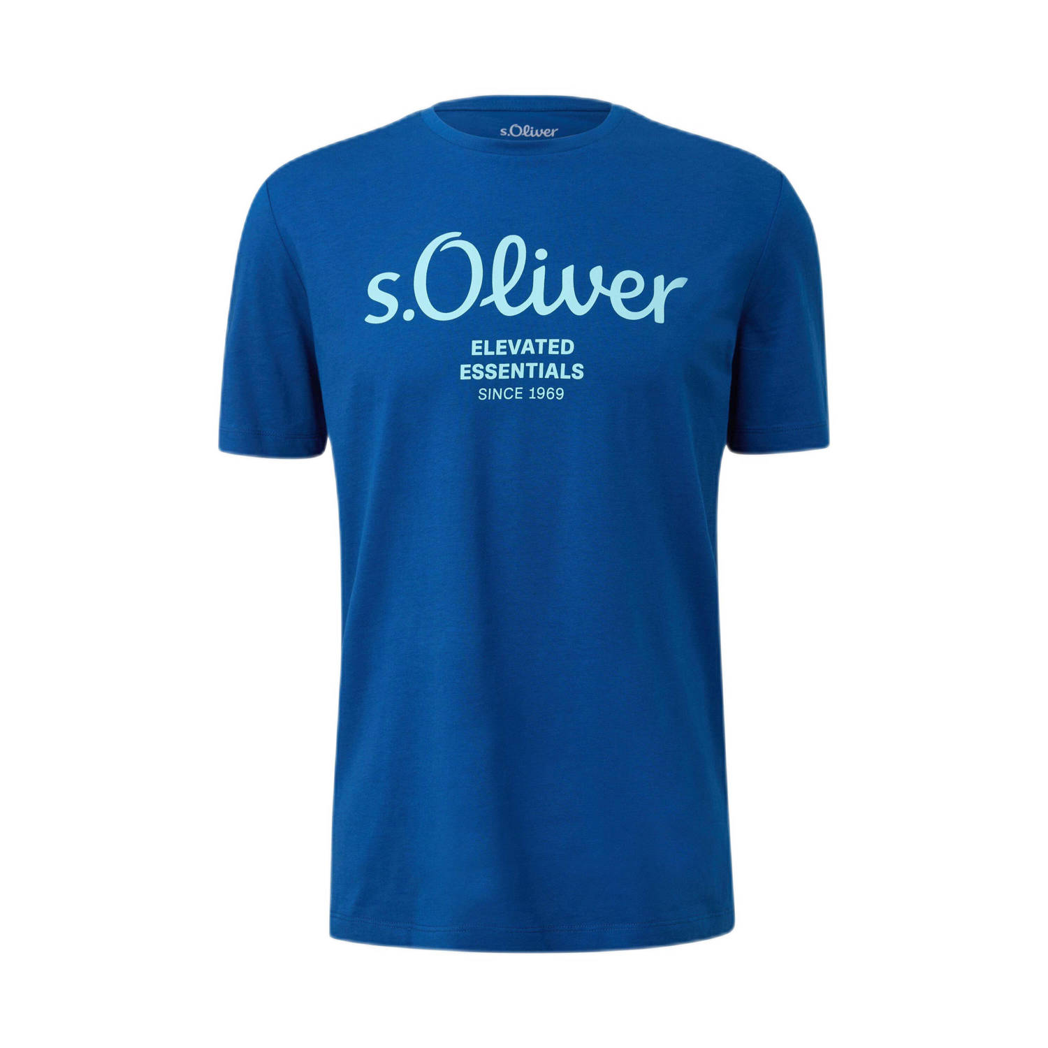 S.Oliver regular fit T-shirt met printopdruk blauw