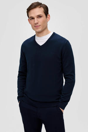 pullover fijn gebreid donkerblauw