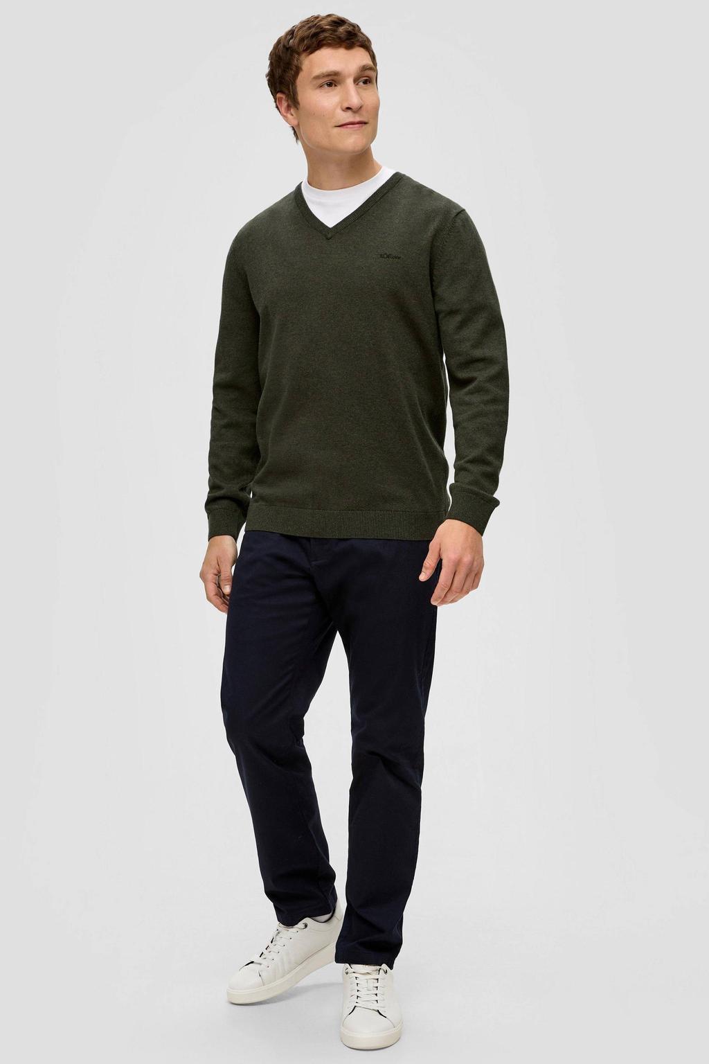 s.Oliver pullover fijn gebreid donkergroen