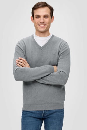 pullover fijn gebreid grijs melange