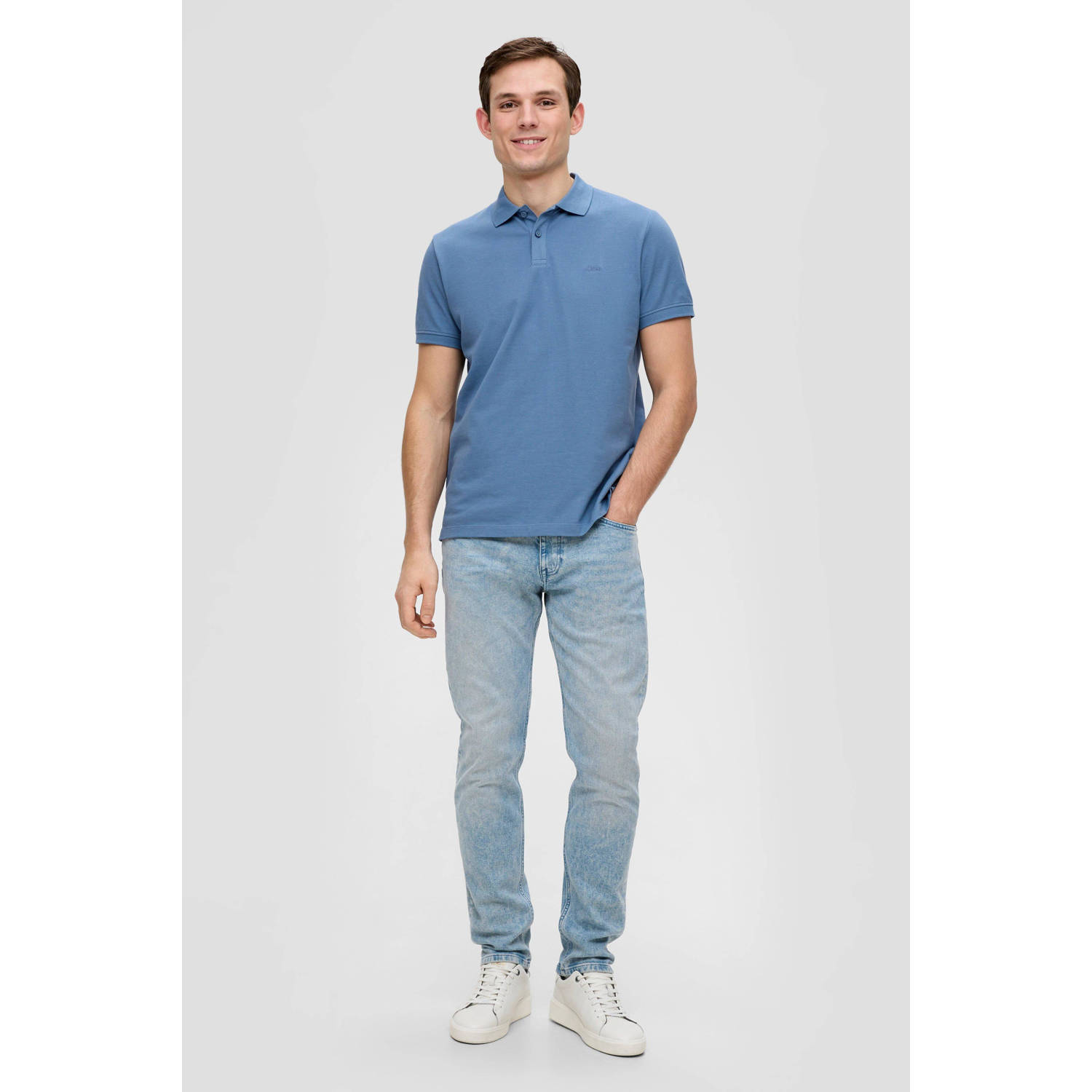 s.Oliver regular fit polo met logo lichtblauw