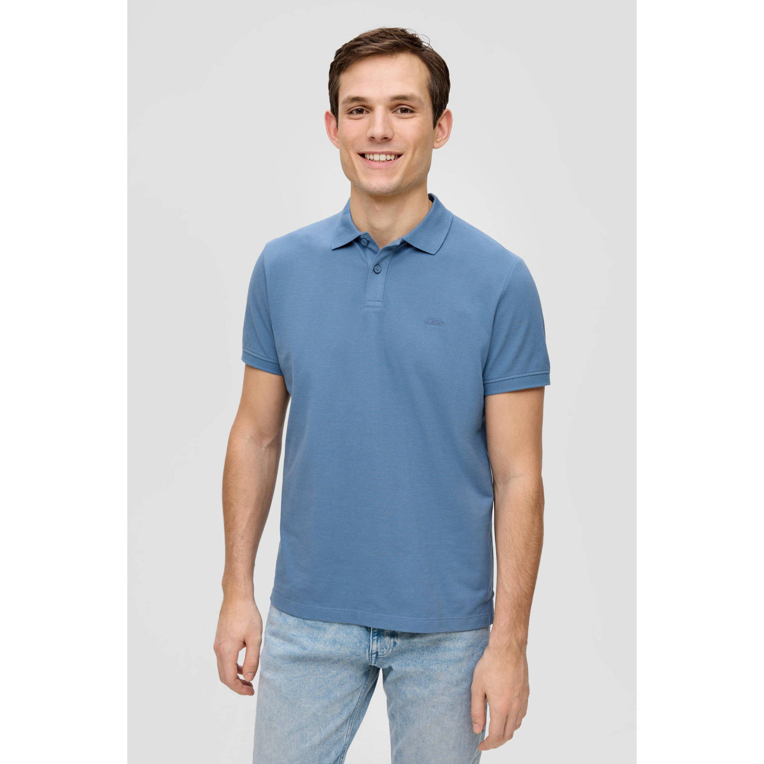 s.Oliver regular fit polo met logo lichtblauw