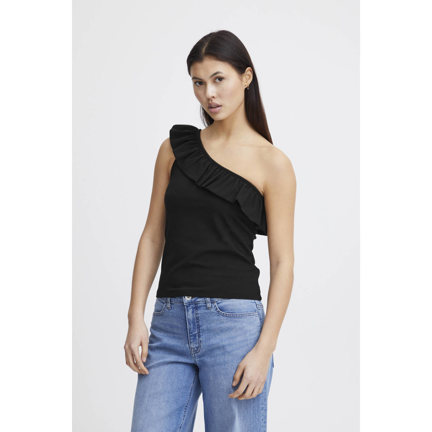 ICHI one shouldertop IHKATINE zwart