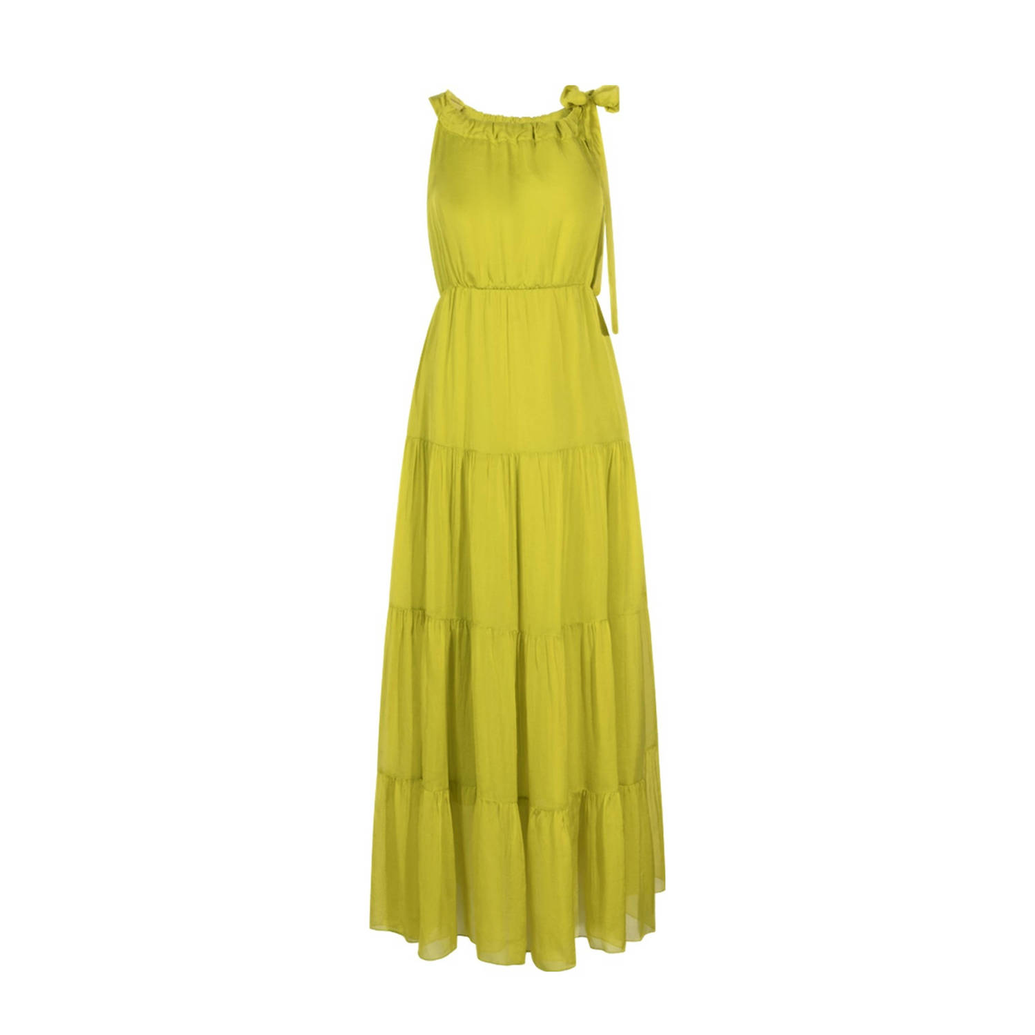 Aaiko maxi jurk met zijde REIA limegroen