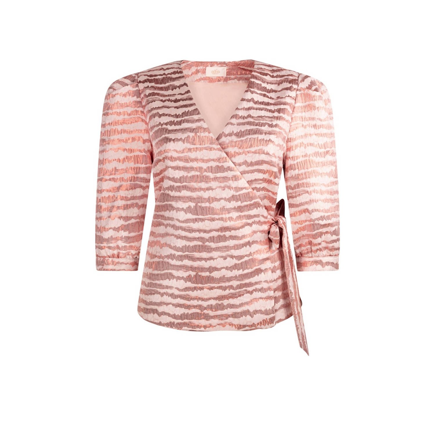 Aaiko overslag top met all over print en overslag detail lichtroze