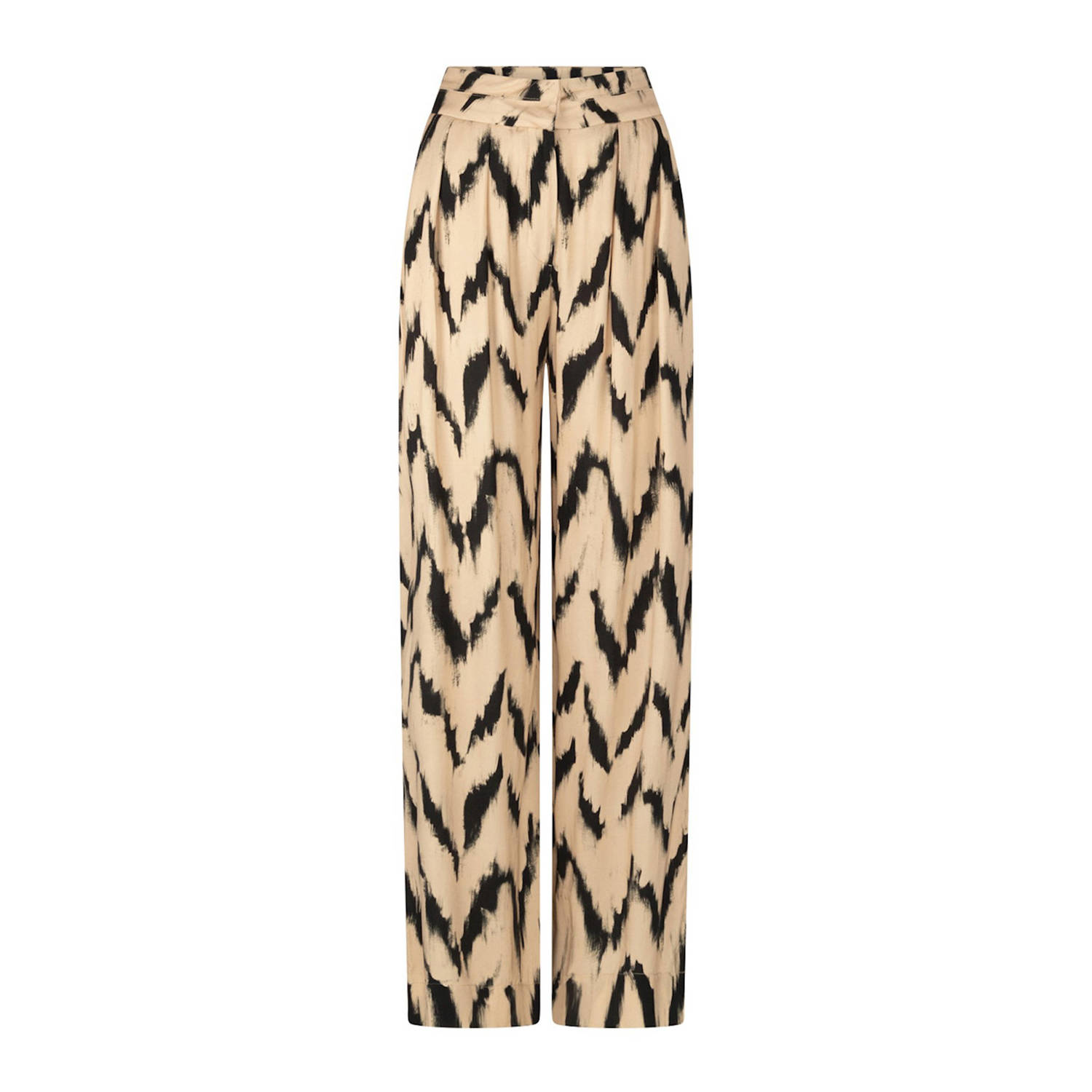 Aaiko high waist straight fit pantalon met all over print ecru zwart