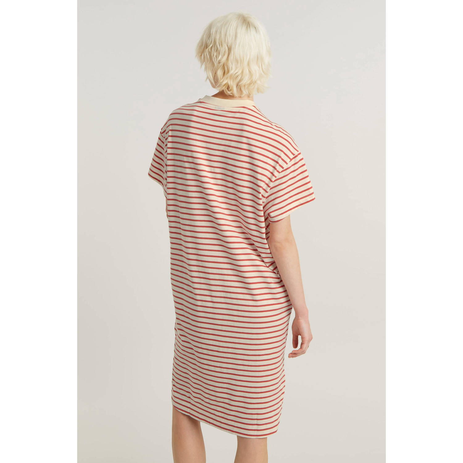 G-STAR gestreepte jurk rood crème