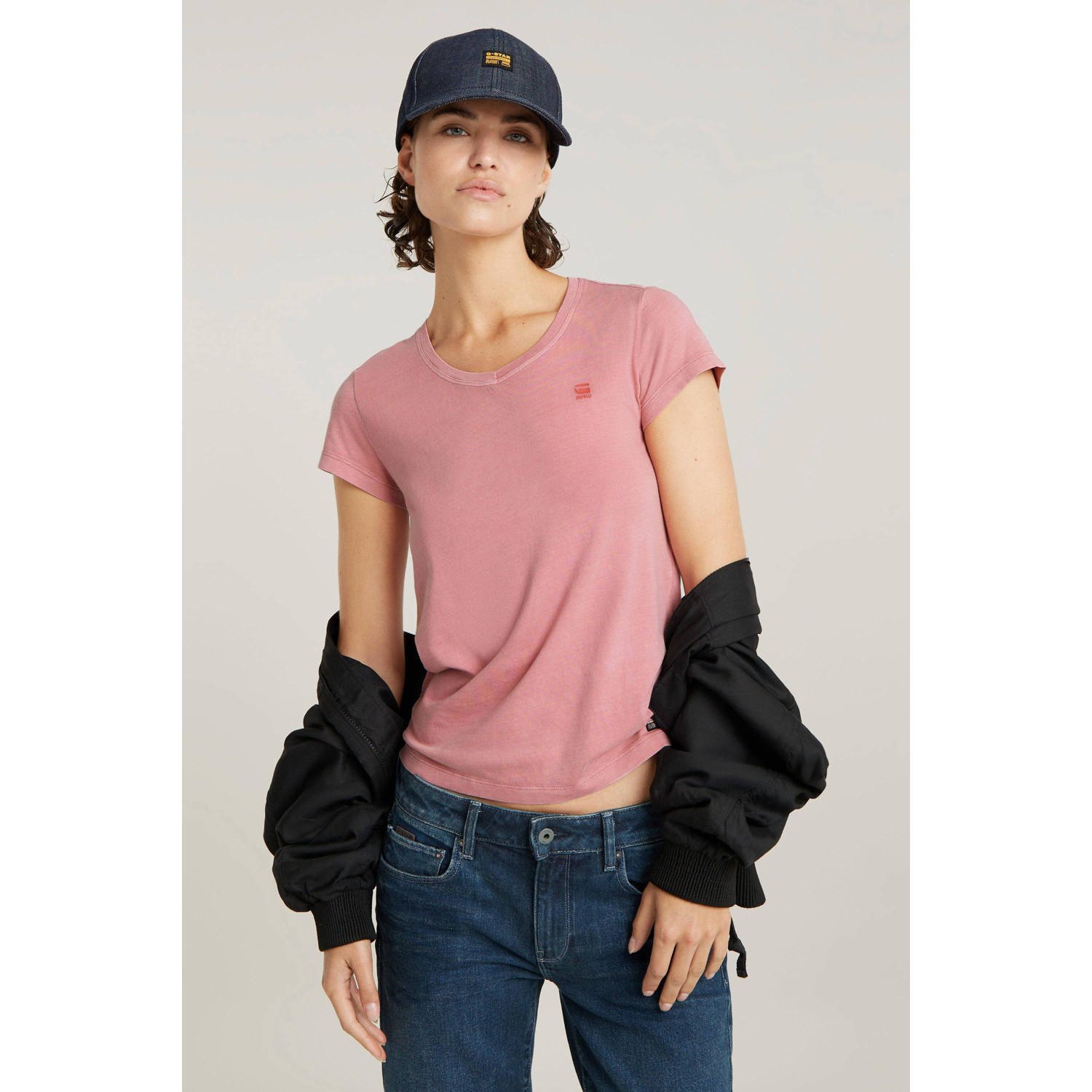 G-Star Raw Slim fit T-shirt met labeldetail model 'Overdyed'