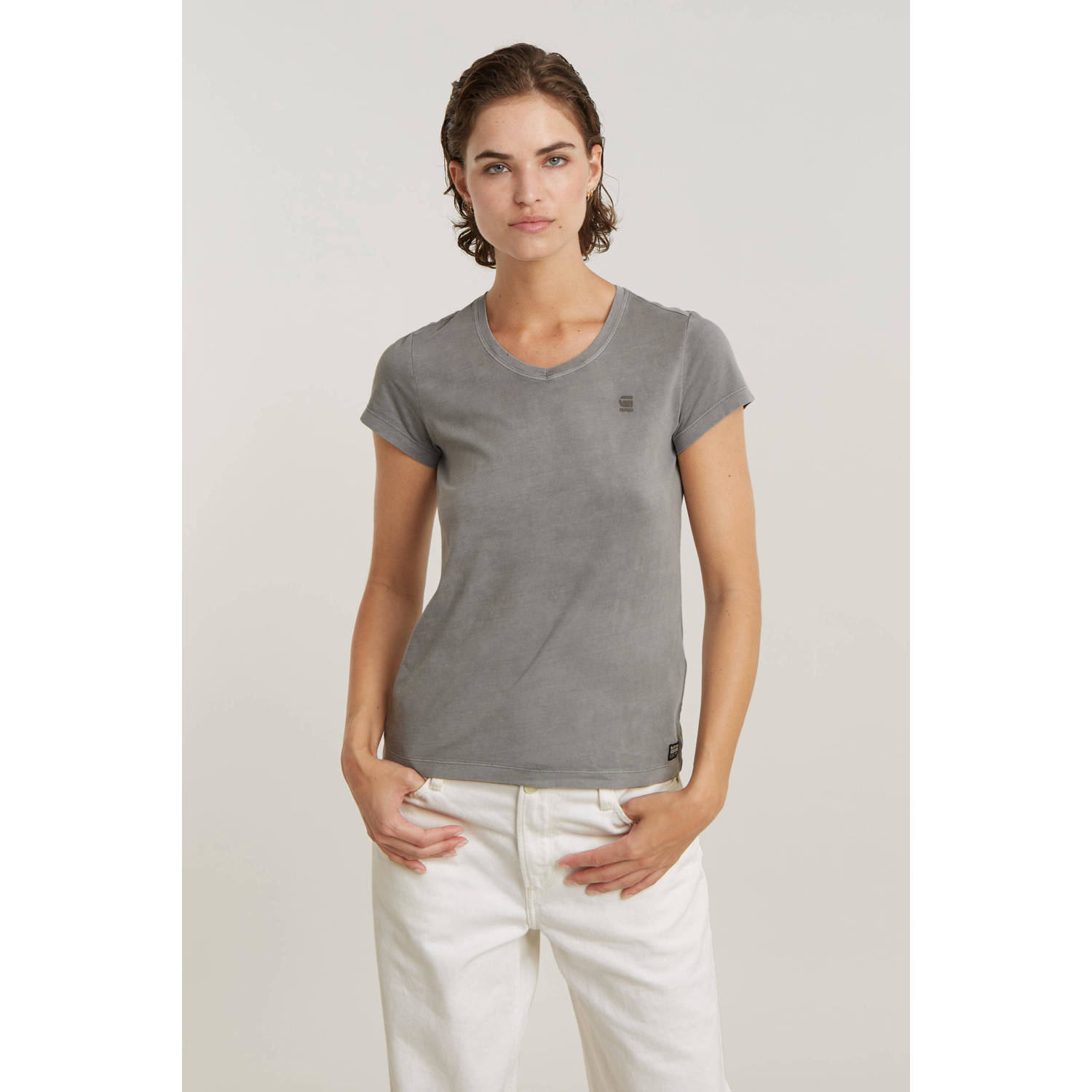 G-Star Raw Slim fit T-shirt met labeldetail model 'Overdyed'
